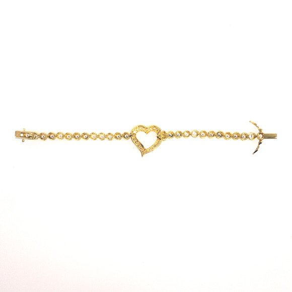 Gold Tone Heart Bracelet Cubic Zirconia 6.5" Marked ATI 925 Thai - Picture 3 of 16